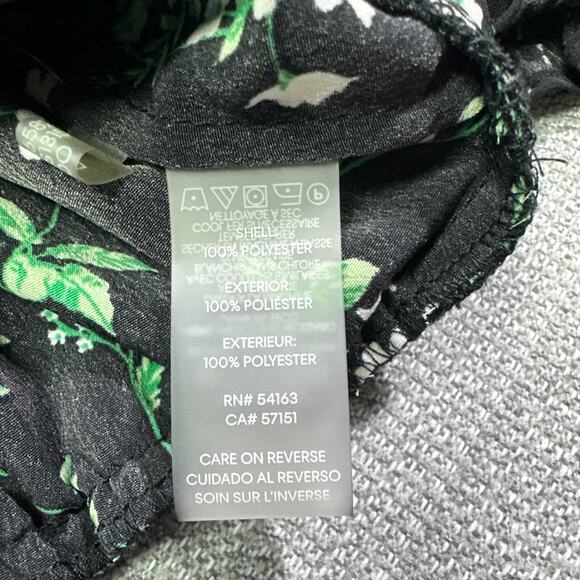 Karl Lagerfeld Top Womens Small Black Ditsy Floral Smocked Shirt Faux Button Up - Picture 6 of 11